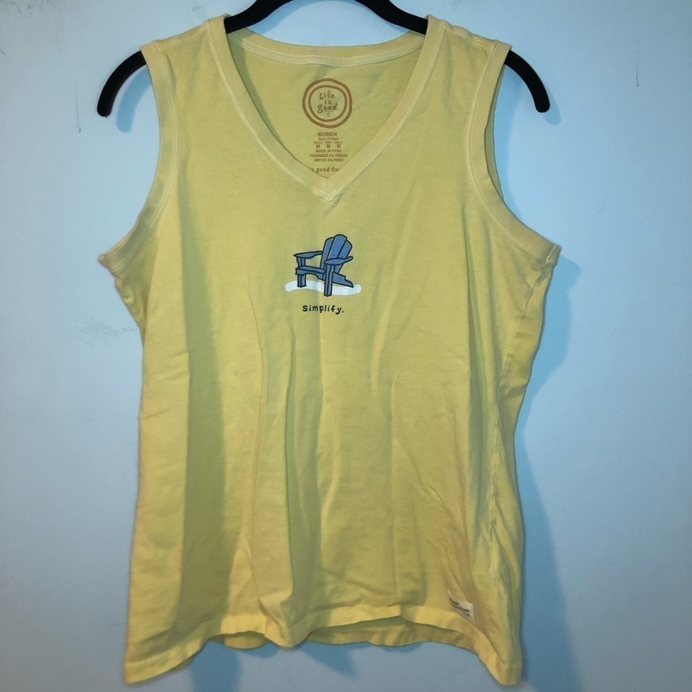 Life is Good Semi-Fitted Yellow Simplify Tank Top Size Medium